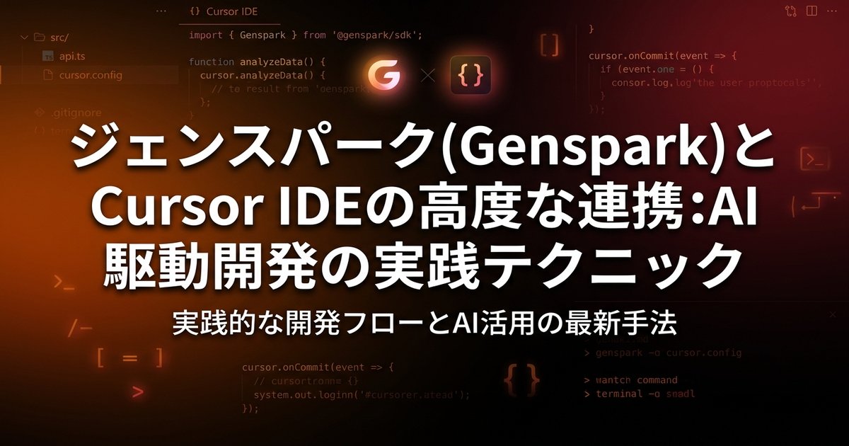 ジェンスパーク(Genspark)とCursor IDEの高度な連携：AI駆動開発の実践テクニック