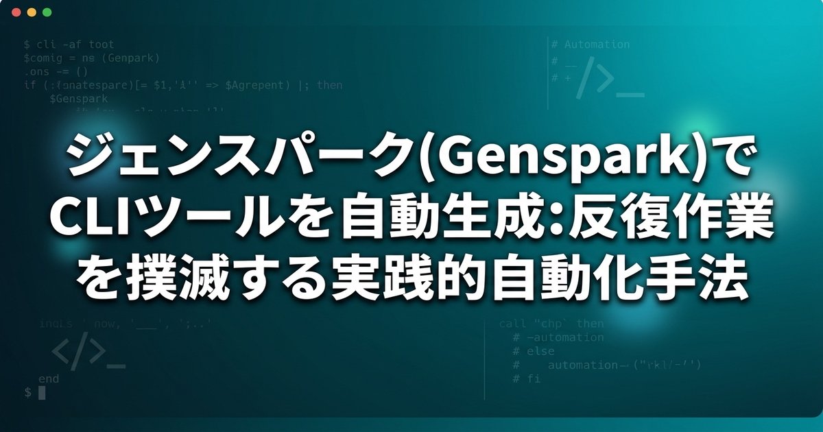 ジェンスパーク(Genspark)でCLIツールを自動生成：反復作業を撲滅する実践的自動化手法