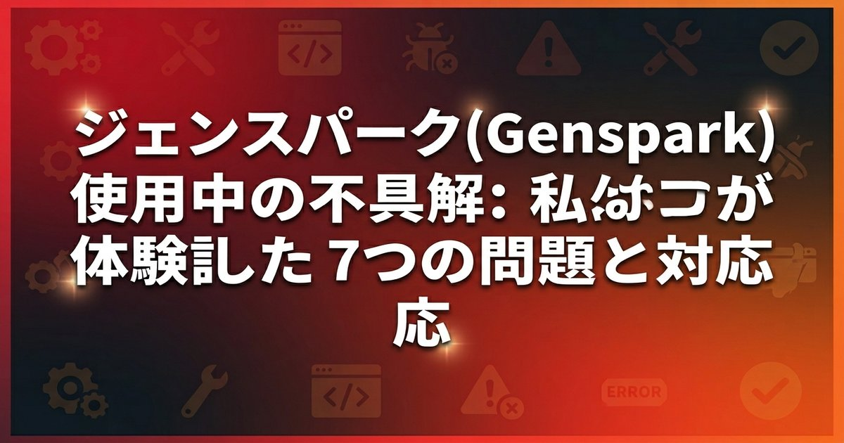 ジェンスパーク(Genspark)使用中の不具合：私が体験した7つの問題と対応